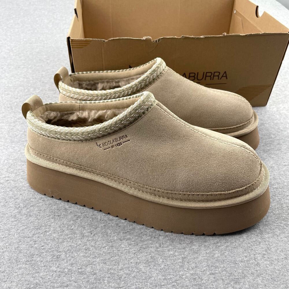 Koolaburra by UGG Burree Slippers Womens 9 Sand Tan Brown Faux Fur Slip On